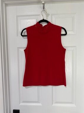 Vintage Designers Originals Red Sleeveless Mock-Neck Tank sweater